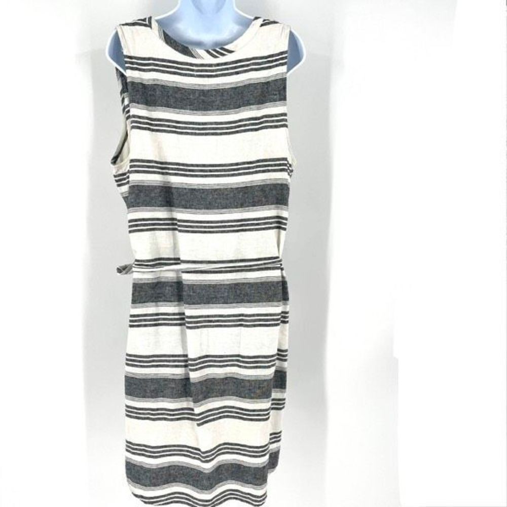 Old Navy Women's Striped Linen Blend V-Neck Tie Front Dress Gray White‎ Size XL - Picture 3 of 10